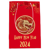 Sac Cadeau Moyen Bonne année chinoise 2024 Dragon (Devant)