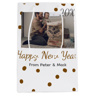 Sac Cadeau Moyen Bonne année Père célibataire ajouter photo nom bru