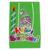 Sac Cadeau Moyen Bonne bougie d'anniversaire Gnome (Dos)