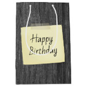 Sac Cadeau Moyen Bonne note d'anniversaire sur le bois gris (Devant)