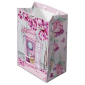 Sac Cadeau Moyen Booth de téléphone rose floral (Devant Angle)