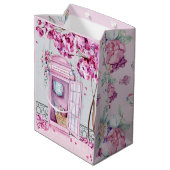 Sac Cadeau Moyen Booth de téléphone rose floral (Dos Angle)