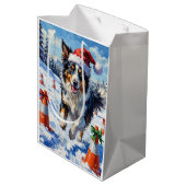Sac Cadeau Moyen Border Collie Dog Christmas Snow Agility Fun (Dos Angle)