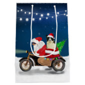 Sac Cadeau Moyen Bordure Collie Chien Noël Père Noël (Dos)