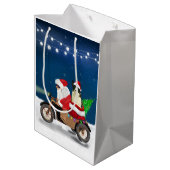 Sac Cadeau Moyen Bordure Collie Chien Noël Père Noël (Dos Angle)