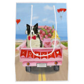 Sac Cadeau Moyen Bordure Collie Chien Saint Valentin Coeurs de cami (Dos)