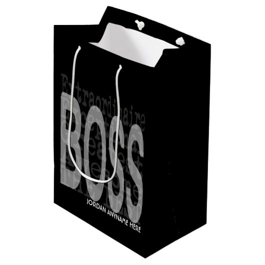Sac Cadeau Moyen Boss Extraordinaire CUSTOM (Devant Angle)