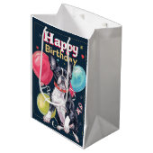 Sac Cadeau Moyen Boston Terrier avec ballons (Devant Angle)