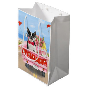 Sac Cadeau Moyen Boston Terrier Chien Valentine's Day Truck Hearts