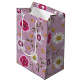 Sac Cadeau Moyen Botanique rose Fleur sauvage moderne (Devant Angle)