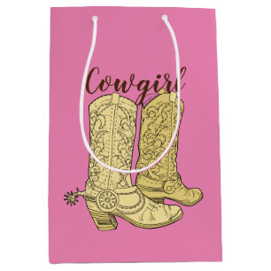 Sac Cadeau Moyen Botte cowboy rose