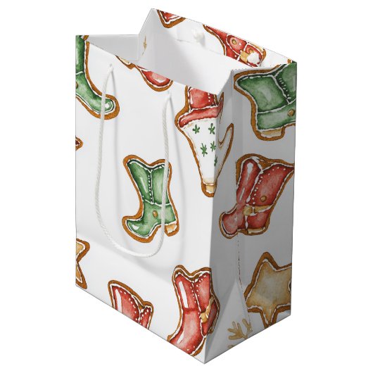 Sac Cadeau Moyen Botte de cowboy de Noël occidentale (Devant Angle)