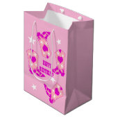 Sac Cadeau Moyen Botte rose moderne Boots Occidentaux Joyeux annive (Devant Angle)