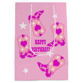 Sac Cadeau Moyen Botte rose moderne Boots Occidentaux Joyeux annive (Dos)