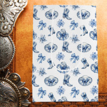 Bottes Bleu Blanc Cowgirl Bows Toit Chinoiserie