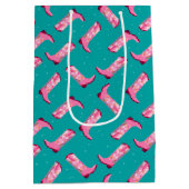 Sac Cadeau Moyen Bottes de cowboy et fleurs (Dos)