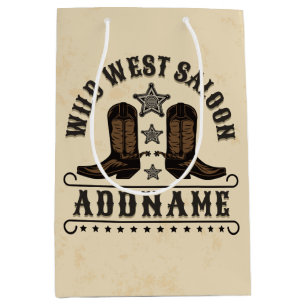 Sac Cadeau Moyen Bottes de cowboy occidentales AJOUTER NOM Éperons