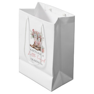 Sac Cadeau Moyen Bottes de cowgirl florales roses et douche de baie