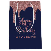 Sac Cadeau Moyen Boucles de Parties scintillant en or Rose bleu mar (Devant)