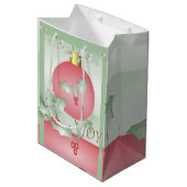 Sac Cadeau Moyen Bouges de rose verte Holly (Devant Angle)