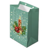 Sac Cadeau Moyen Bougie De Noël Et Flammes De Neige (Devant Angle)