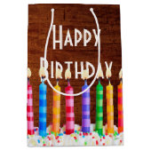 Sac Cadeau Moyen Bougies D'Anniversaire Sur Bois (Devant)