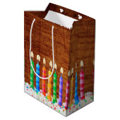 Sac Cadeau Moyen Bougies D'Anniversaire Sur Bois (Dos Angle)