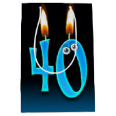 Sac Cadeau Moyen Bougies du 40e anniversaire (Devant)