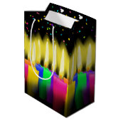 Sac Cadeau Moyen Bougies et confetti d'anniversaire en noir (Dos Angle)