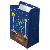 Sac Cadeau Moyen Bougies Shabbat Shalom (Devant Angle)
