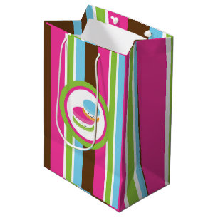 Sac Cadeau Moyen Boulangerie Colorée Mignonne Macarons Fun Stripes