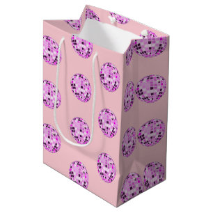 Sac Cadeau Moyen Boule moderne rose violet Disco Motif Pastel rose