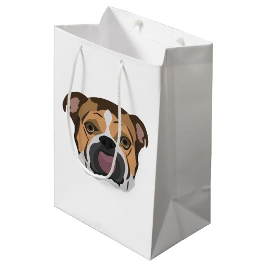 Sac Cadeau Moyen Bouledogue de l'anglais d'illustration (Devant Angle)