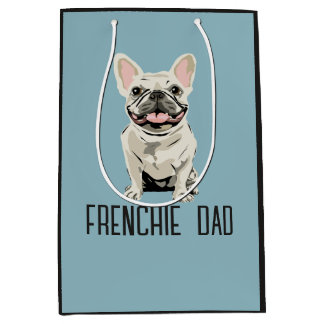 Sac Cadeau Moyen Bouledogue Français Blanc, Papa Frenchie