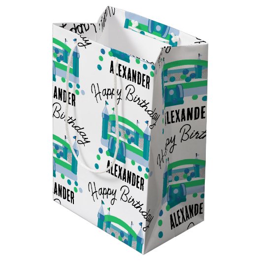 Sac Cadeau Moyen Bounce House Jumping Château Anniversaire Nom Enfa (Dos Angle)