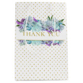 Sac Cadeau Moyen Bouquet Bleu Canard Rustique Fête de Mariage (Devant)