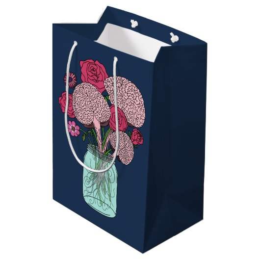 Sac Cadeau Moyen Bouquet de fleurs cérébrales (Dos Angle)