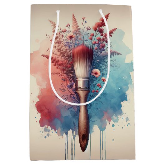 Sac Cadeau Moyen Bouquet De Peinture À Déchets En Aquarelle (Devant)