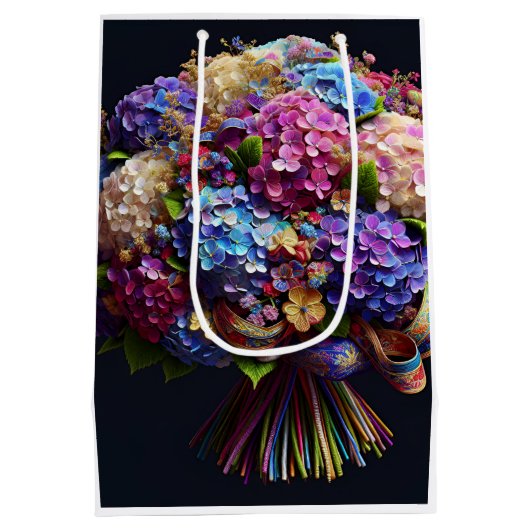 Sac Cadeau Moyen Bouquet d'Hydrangea, par Natasha Us (Dos)