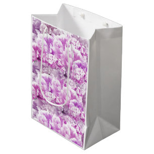 Sac cadeau moyen bouquet mixte rose monochrome