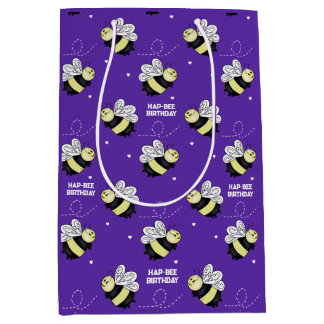 Sac Cadeau Moyen Bourdon Violet Moyen Brillant