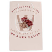 Sac Cadeau Moyen Bourgogne et Merci Rose roux (Devant)