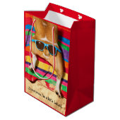 Sac Cadeau Moyen Bouton de chien avec lunettes de soleil (Dos Angle)