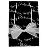 Sac Cadeau Moyen Bow 25e anniversaire sur noir (Devant)
