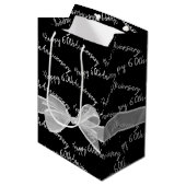 Sac Cadeau Moyen Bow 60e anniversaire sur noir (Devant Angle)