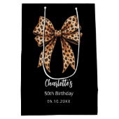 Sac Cadeau Moyen Bow empreinte de léopard noir fête d'anniversaire (Dos)