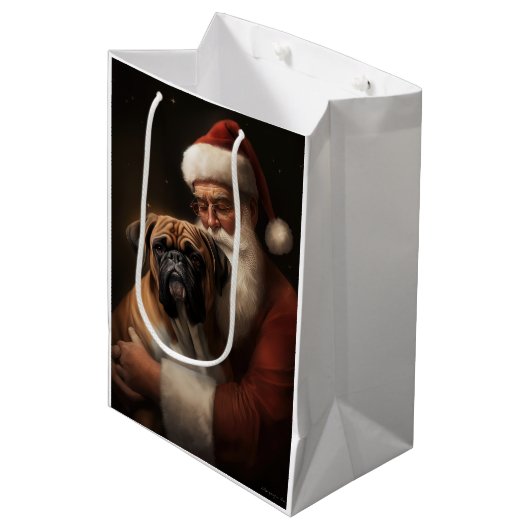 Sac Cadeau Moyen Boxer avec Noël Festif du Père Noël (Devant Angle)