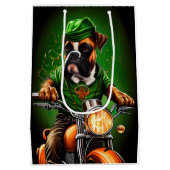 Sac Cadeau Moyen Boxer Chien Conduite Vélo St. Patrick's Day (Dos)