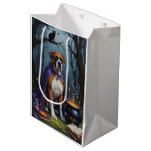 Sac Cadeau Moyen Boxer Chien Whimsical Halloween Peinture (Devant Angle)