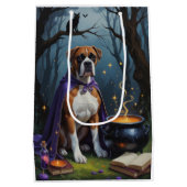 Sac Cadeau Moyen Boxer Chien Whimsical Halloween Peinture (Dos)